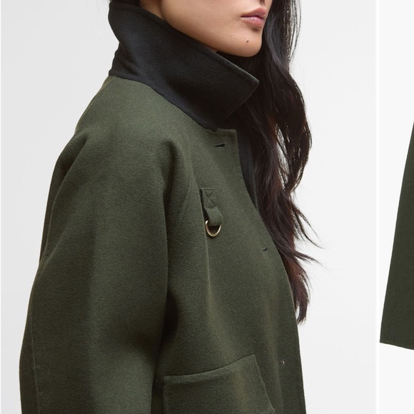 Barbour Leonie Wool Blend Overshirt Olive Green Jacket 8 - Picture 3 of 13